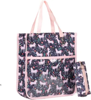 Kids Cute Tote Bags for Boys Girls Ages 4-16,Handbags with Pencil Case, Book Tote Bags with Zipper for School and Playtime (pink)