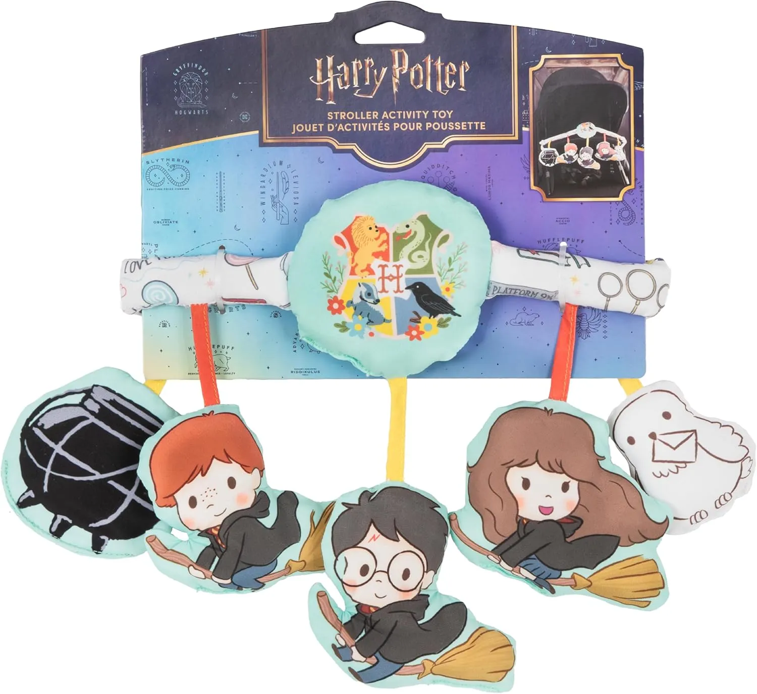 KIDS PREFERRED Harry Potter Stroller Activity Toy with Crinkle, Mirror, and Tactile Features – Fits Most Strollers