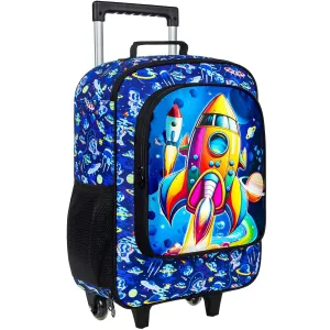 Kids Suitcase for Boys, Rockets Rolling Luggage with Wheels，Travel Carry on for Children Toddler Elementary