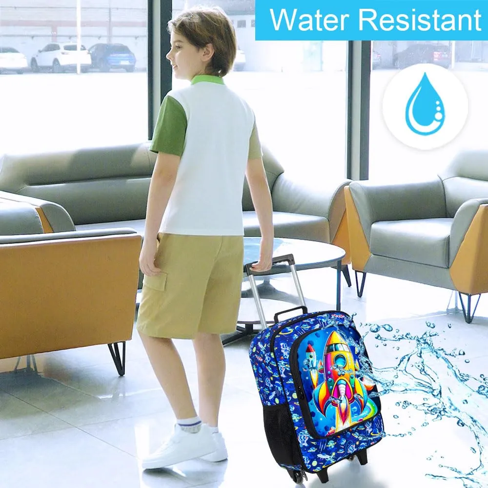 Kids Suitcase for Boys, Rockets Rolling Luggage with Wheels，Travel Carry on for Children Toddler Elementary