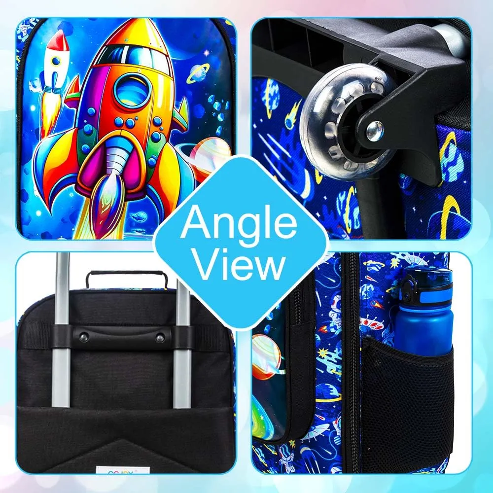 Kids Suitcase for Boys, Rockets Rolling Luggage with Wheels，Travel Carry on for Children Toddler Elementary