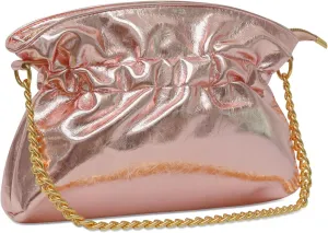 KKXIU Evening Clutch Purses for Women Shiny Metallic Solid Color Crossbody Bag with Chain Strap Elegant Party Wedding Handbag