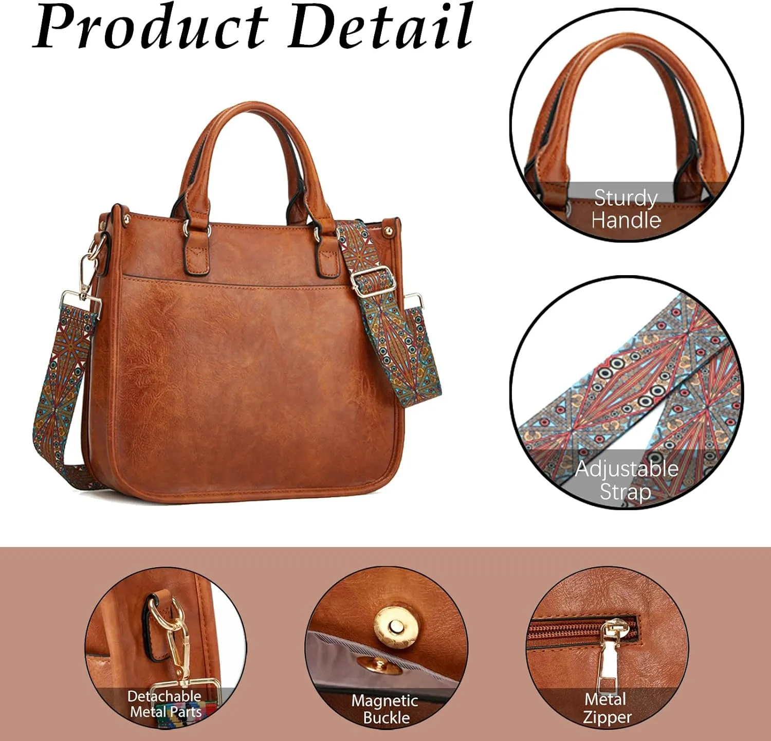 KlaOYer 2 Adjustable Strap Bag,Crossbody Bags Women,Guitar Strap Purse,Vegan Handbags Soft Shoulder Bag For Women