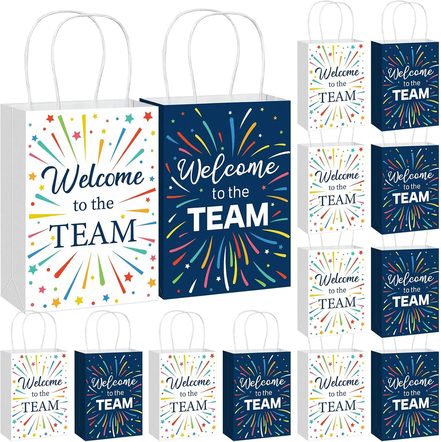 Kolldenn 24 Pcs Welcome to the Team Paper Gifts Bags Bulk for New Employee Welcome to the Team Gift Bags with Handles for New Employee Appreciation Gifts Office Supplies