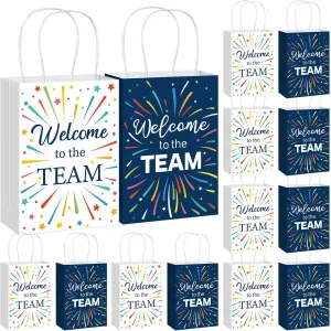 Kolldenn 24 Pcs Welcome to the Team Paper Gifts Bags Bulk for New Employee Welcome to the Team Gift Bags with Handles for New Employee Appreciation Gifts Office Supplies