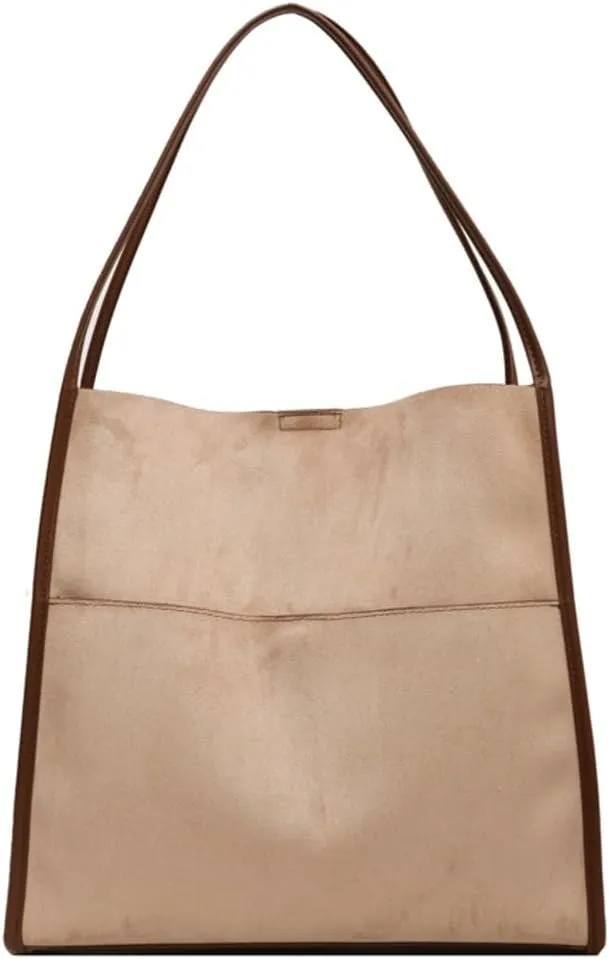 Large Bucket Tote Bags for Women Vegan Leather Handbag Suede Shoulder Purse Fashion Designer Working Satchel 2pcs