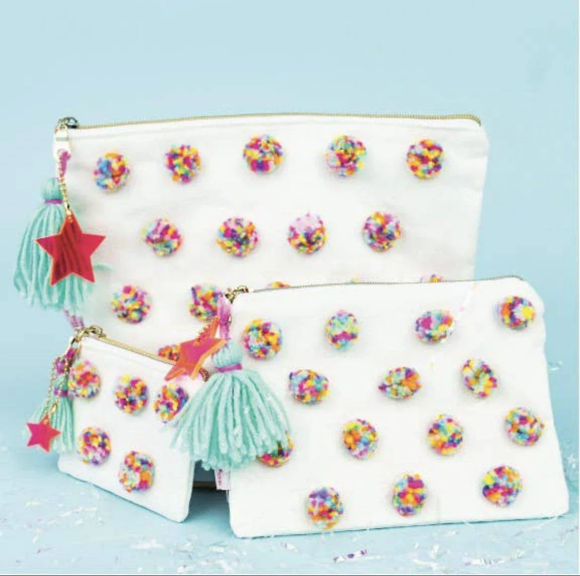 Large Multi-Pom Pom Pouch
