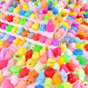 LEEHUR Squishies for Girls Easter Party Favors Squishys Kids Mochi Squishy Kawaii Soft Mini Moji Moji Animals Toys for 6 Year Old Boys Squeeze Stress Anxiety Relief Toys