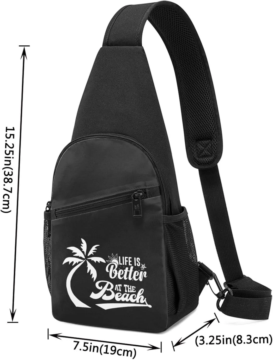 Lifes is Better at the Beach Chest Pack Leisure Shoulder Crossbody Chest Bag