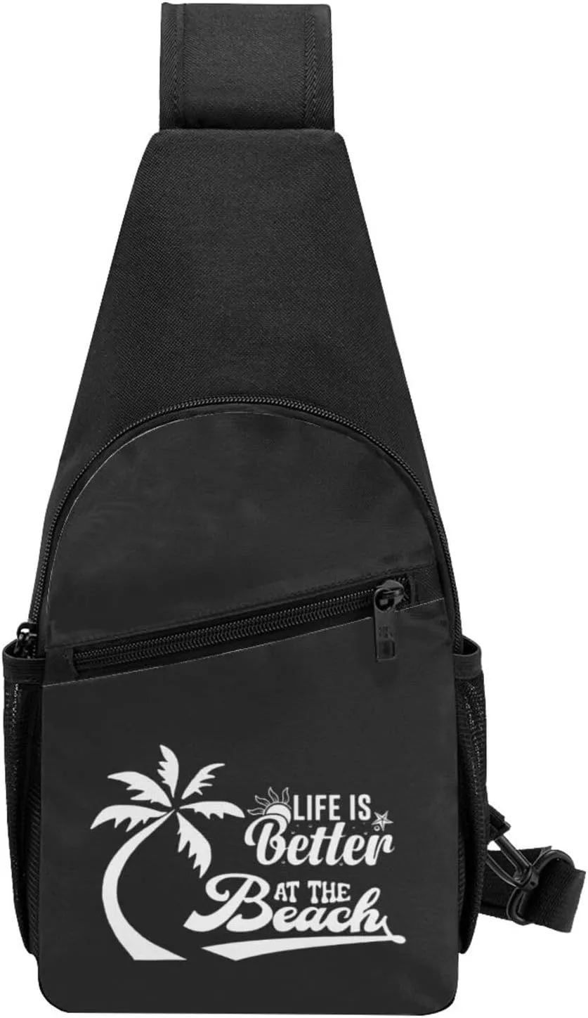 Lifes is Better at the Beach Chest Pack Leisure Shoulder Crossbody Chest Bag