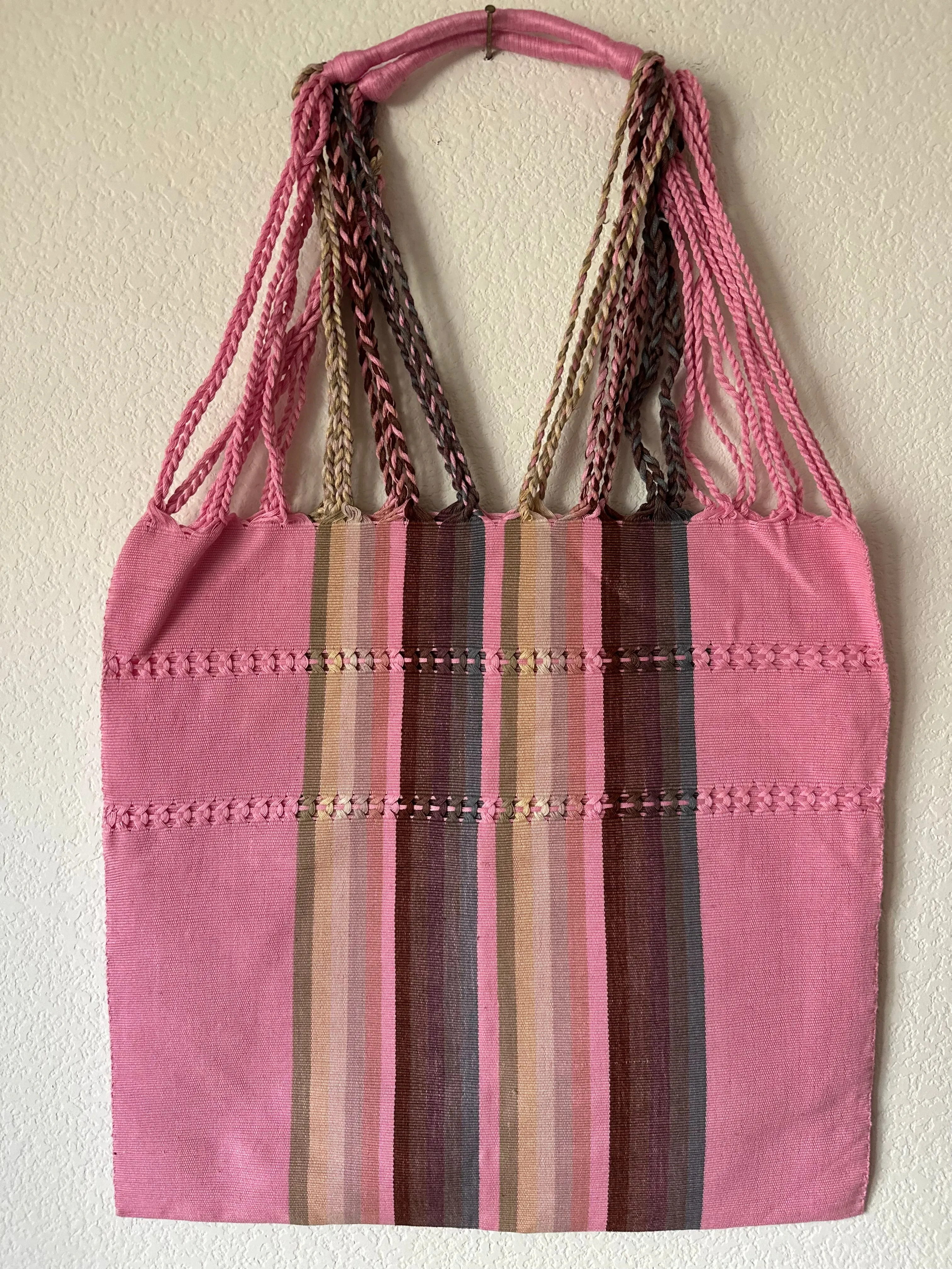 Light Pink with Multicolor Loom Tote Bag