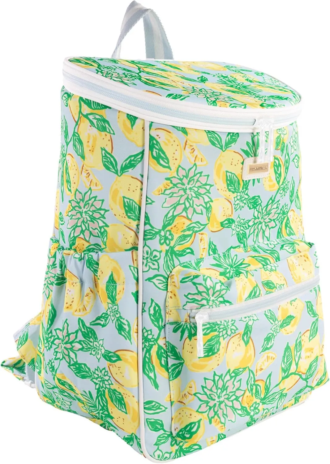 Lilly Pulitzer Insulated Backpack Cooler Large Capacity, Yellow/Green Portable Soft Cooler Bag for Picnics, Beach, Pool, Hiking, Make Lemonade