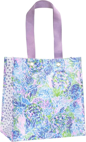 Lilly Pulitzer Purple/Blue Market Shopper Bag, Reusable Grocery Tote with Comfortable Shoulder Straps, Shell of a Party