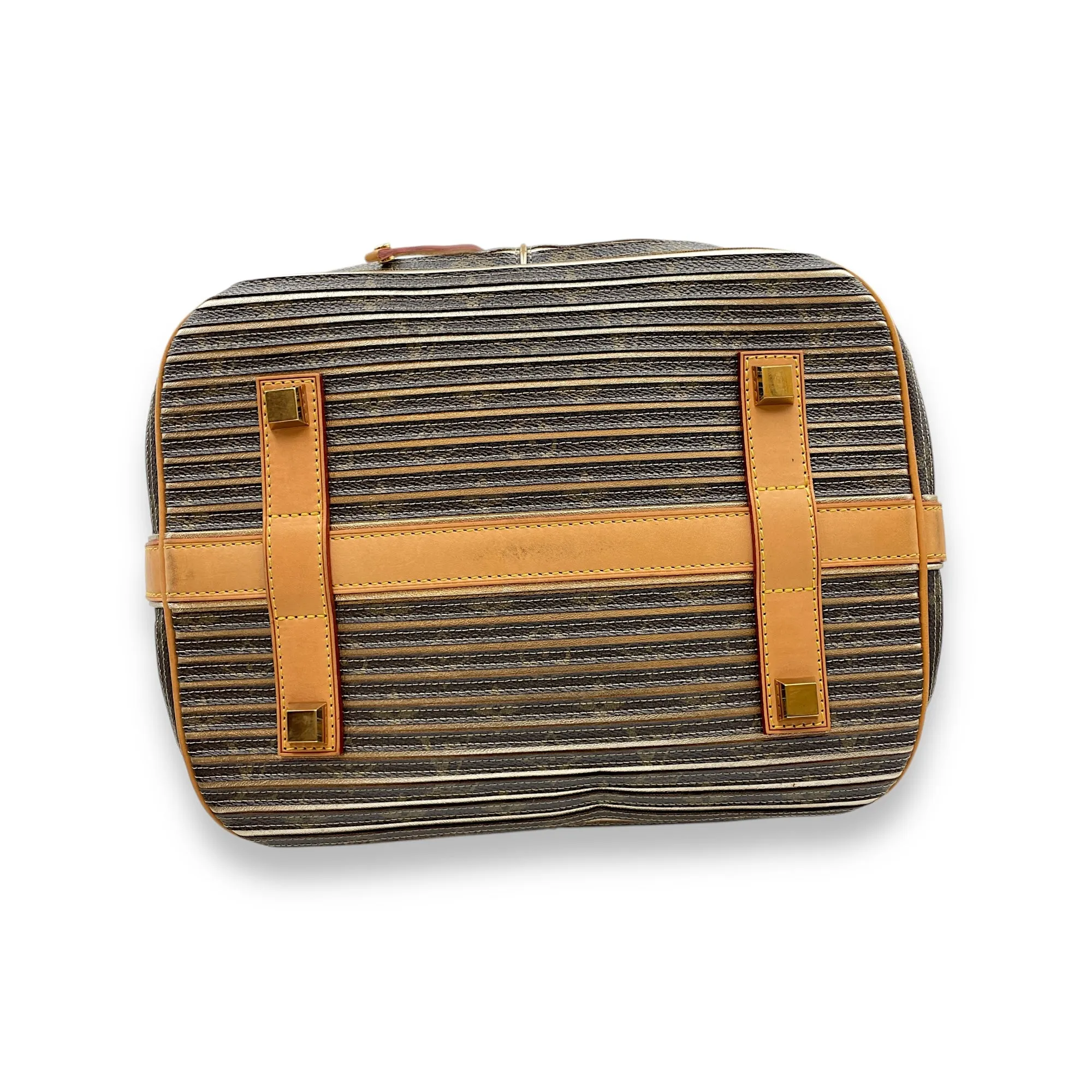 Limited Edition Peche Monogram Eden Neo Grey/Metallic Gold Bucket Bag in Canvas, Gold hardware