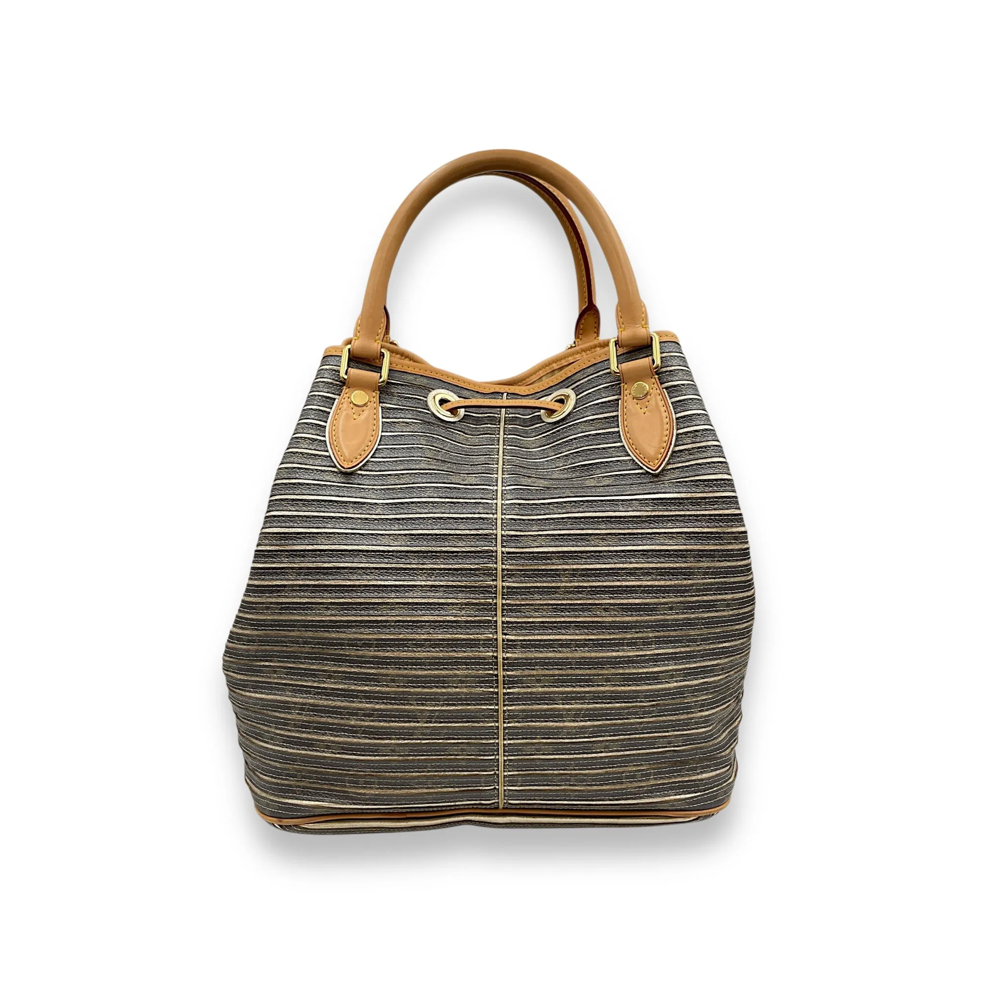 Limited Edition Peche Monogram Eden Neo Grey/Metallic Gold Bucket Bag in Canvas, Gold hardware