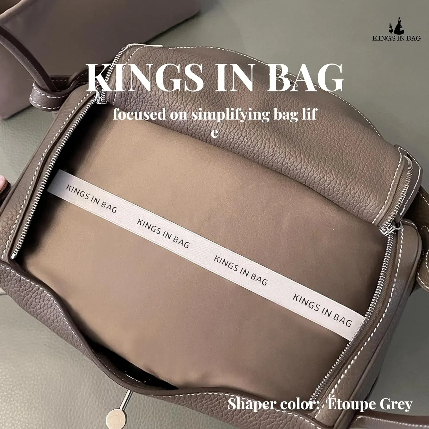 Lindy19 Purse Pillow Insert, Inner Sponge Compatible with Mini Lindy Bags, Luxury Bag Lightweight Shaper with Silky Satins for Women Bags, Soft Memory Foam Inner (Etoupe grey, Lindy19)