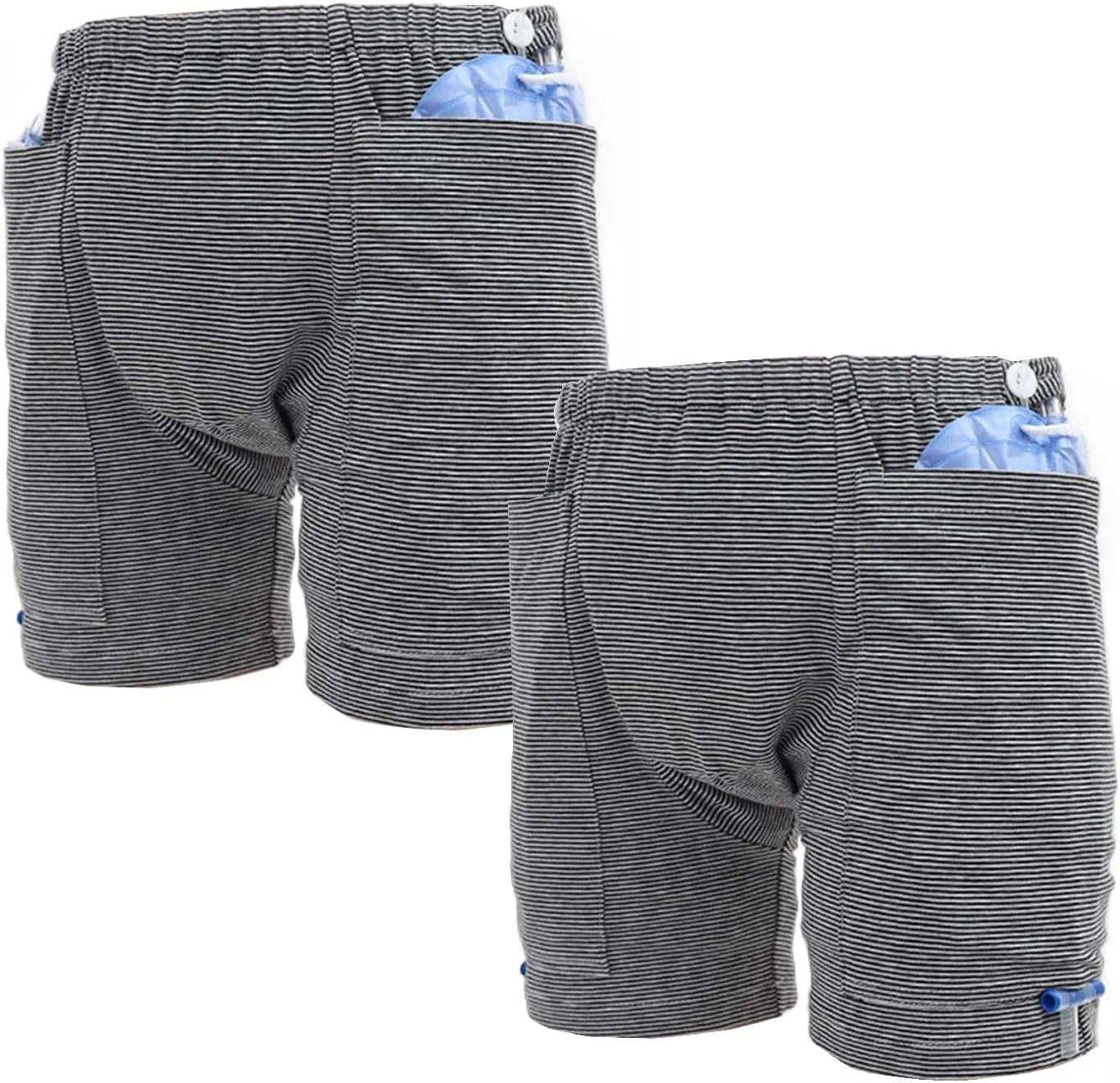 Lmaray Incontinence Care Trousers 2 Packs, Catheter Leg Bag Shorts, Urinary Incontinence Supplies for Women, Compatible with Nephrostomy, Foley, Suprapubic & Biliary Catheters (L(Lady's))