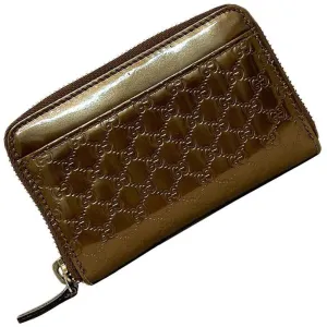 Local shipping Pocket Gold GG Case Micro Coin Brown Bronze Special promotions Leather Patent Gucci Card Round Shima Purse 256810 GUCCI
