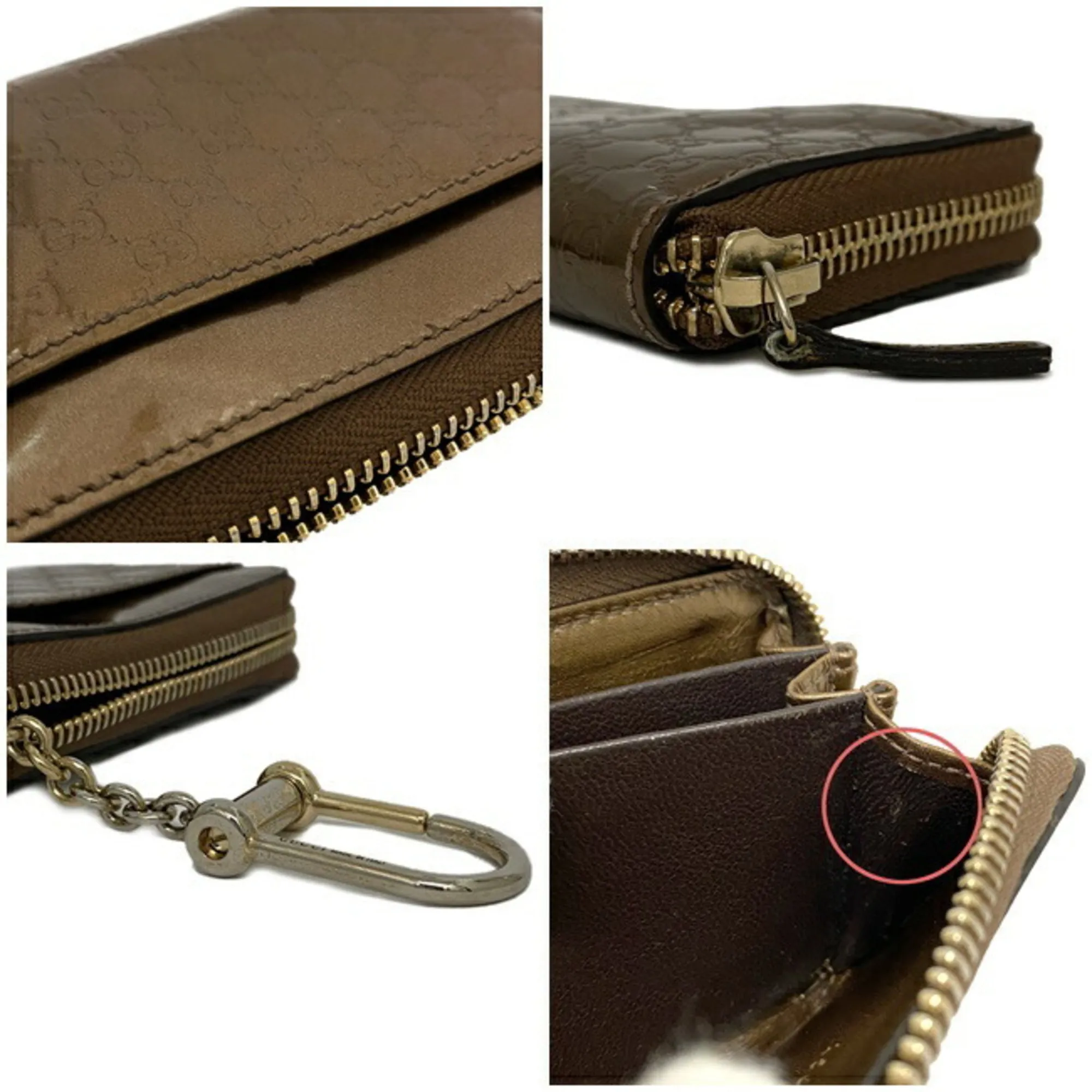 Local shipping Pocket Gold GG Case Micro Coin Brown Bronze Special promotions Leather Patent Gucci Card Round Shima Purse 256810 GUCCI