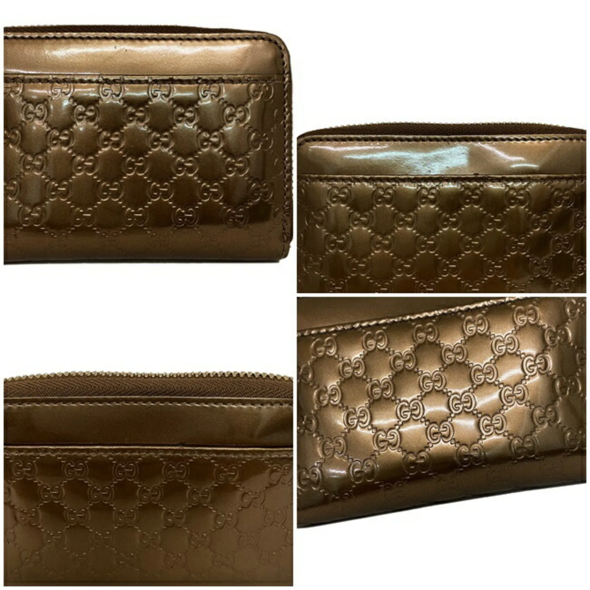 Local shipping Pocket Gold GG Case Micro Coin Brown Bronze Special promotions Leather Patent Gucci Card Round Shima Purse 256810 GUCCI