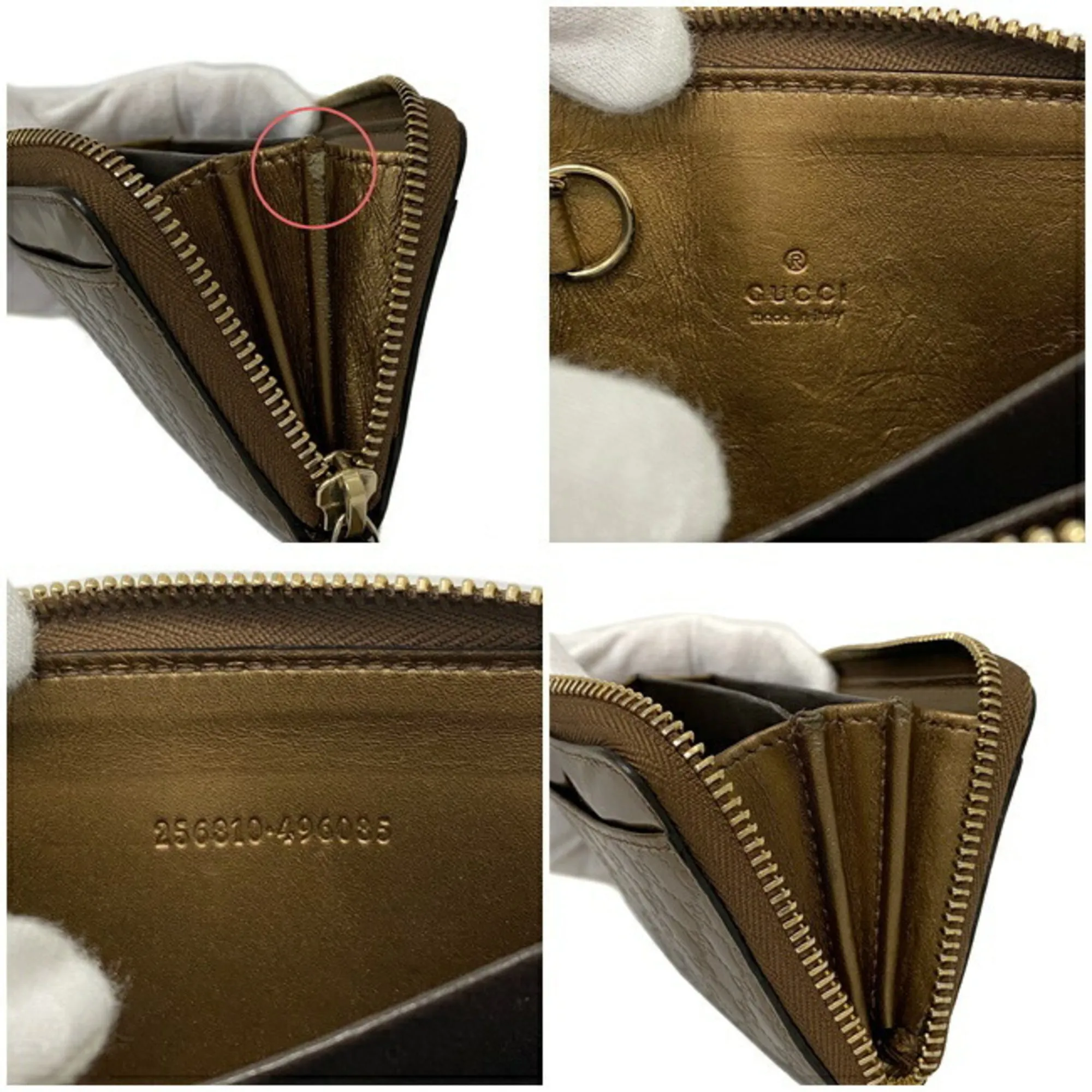 Local shipping Pocket Gold GG Case Micro Coin Brown Bronze Special promotions Leather Patent Gucci Card Round Shima Purse 256810 GUCCI