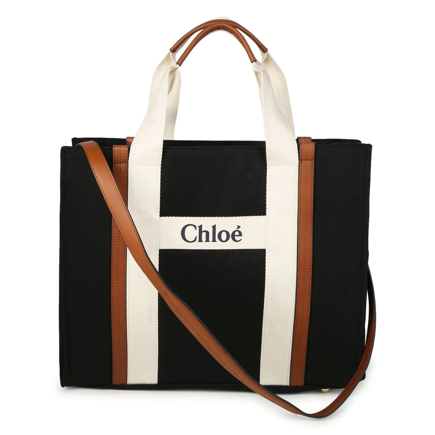 Logo Embroidered Trimmed Canvas Changing Bag