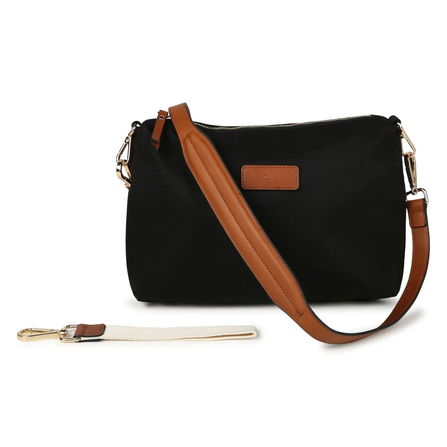 Logo Embroidered Trimmed Canvas Changing Bag