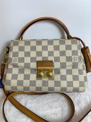 Louis Vuitton Croisette Damier Azur Canvas Shoulder Bag in Cream