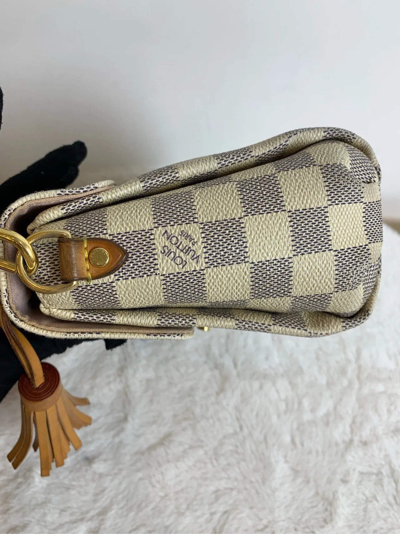 Louis Vuitton Croisette Damier Azur Canvas Shoulder Bag in Cream