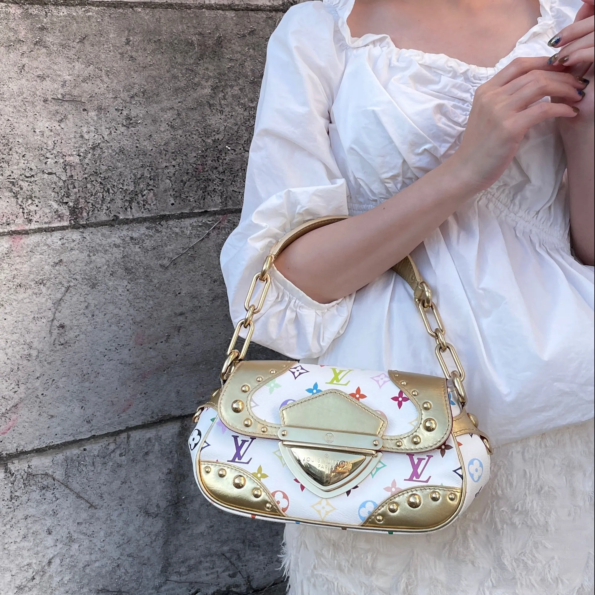 Louis Vuitton Monogram Multicolor White Marine M40206 Shoulder Bag