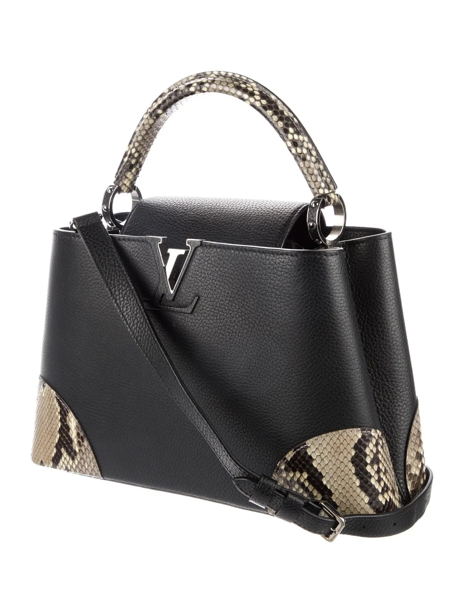 LOUIS VUITTON PYTHON TRIMMED TAURILLON LEATHER CAPUCINES MM