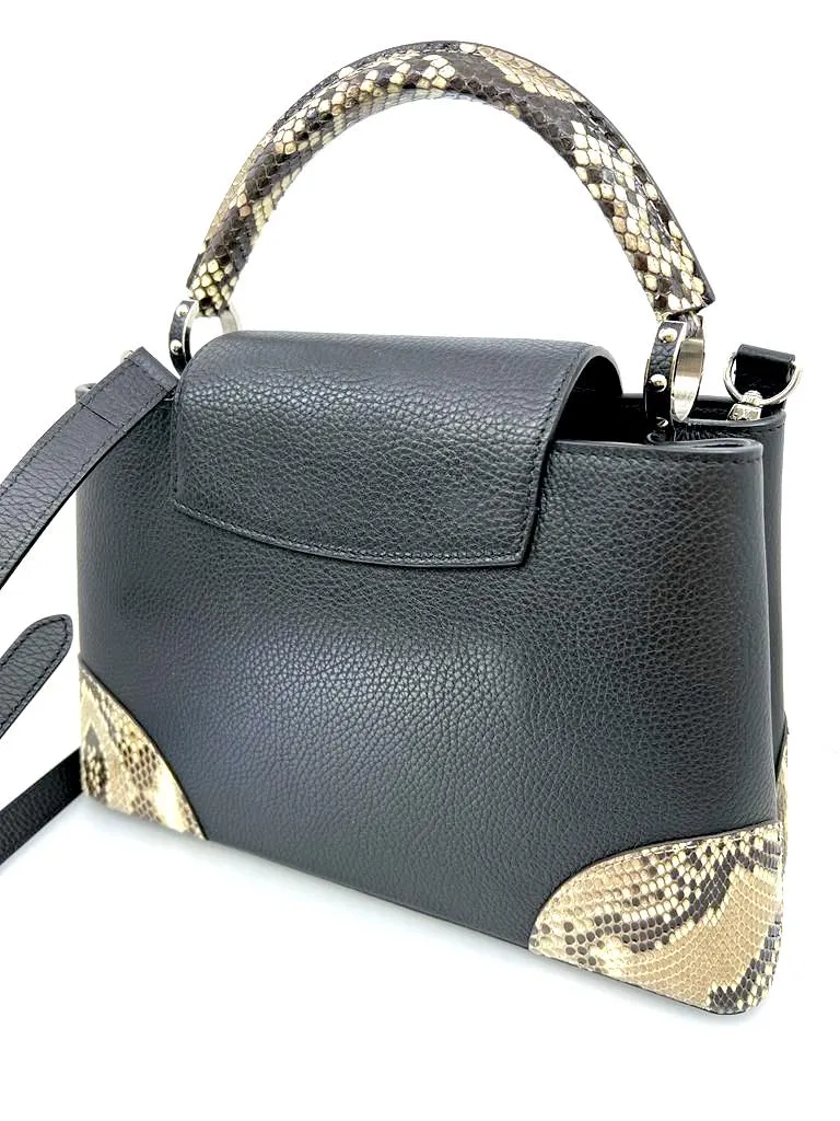 LOUIS VUITTON PYTHON TRIMMED TAURILLON LEATHER CAPUCINES MM