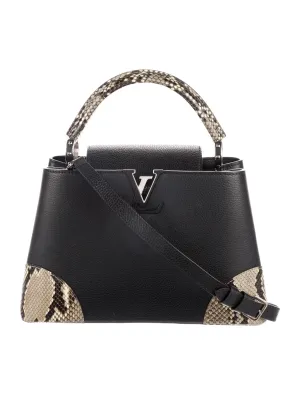 LOUIS VUITTON PYTHON TRIMMED TAURILLON LEATHER CAPUCINES MM