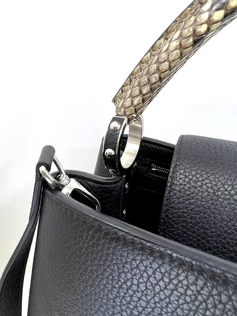 LOUIS VUITTON PYTHON TRIMMED TAURILLON LEATHER CAPUCINES MM
