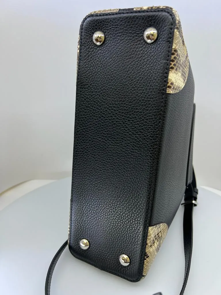 LOUIS VUITTON PYTHON TRIMMED TAURILLON LEATHER CAPUCINES MM
