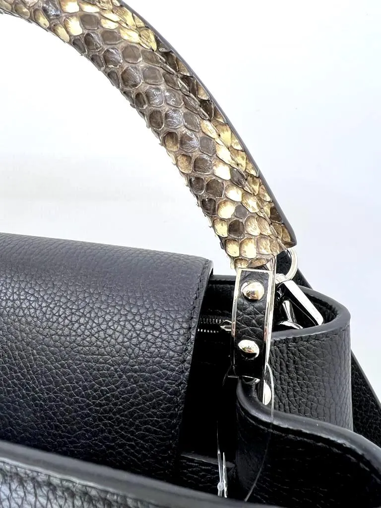 LOUIS VUITTON PYTHON TRIMMED TAURILLON LEATHER CAPUCINES MM