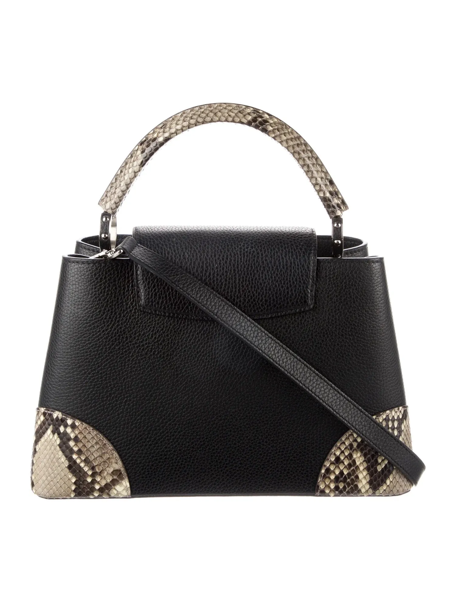 LOUIS VUITTON PYTHON TRIMMED TAURILLON LEATHER CAPUCINES MM