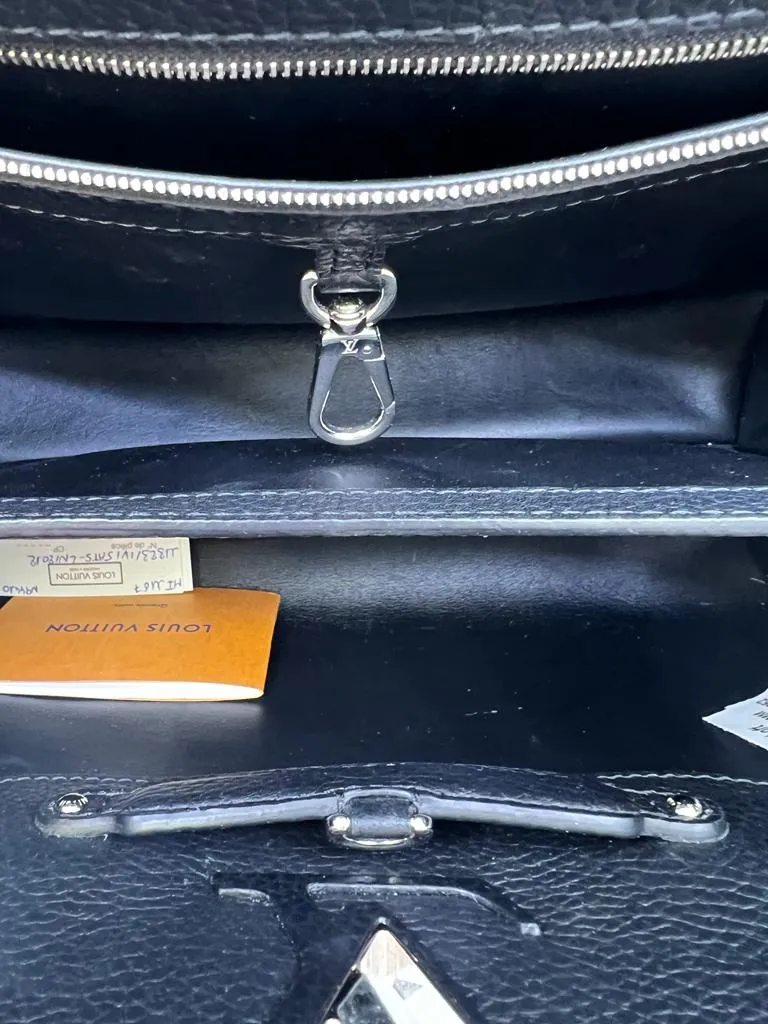 LOUIS VUITTON PYTHON TRIMMED TAURILLON LEATHER CAPUCINES MM