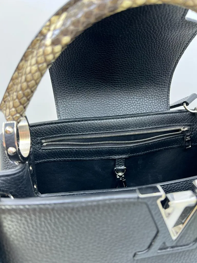 LOUIS VUITTON PYTHON TRIMMED TAURILLON LEATHER CAPUCINES MM