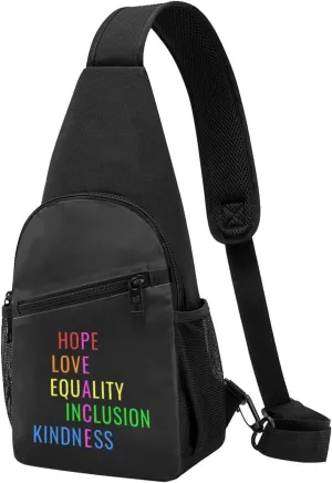 Love Peace Equality Inclusion Kindness Hope Chest Pack Leisure Shoulder Crossbody Chest Bag