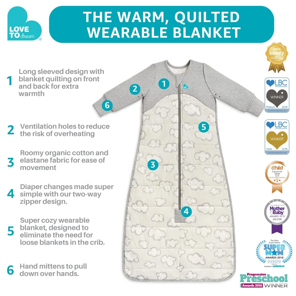 Love to Dream Warm Toddler Sleep Bag (18-36 Mo), Super Soft Temp Regulating Sleeping Sack, 2.5TOG Warm Wearable Blanket, Blue