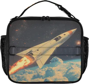 Lunch Bag Supersonic Jets Soar Across Space Kids Boys Girls Cooler Insulated Lunch Box Two Way Handle Tote Waterproof Picnic Meal for School Office
