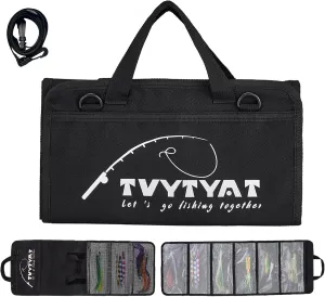 Lure Bag - 6 Pocket Waterproof Large Capacity PVC Heavy Duty Fishing Bag, Handheld and Crossbody Dual Mode Self-adhesive Closure for Trolling Saltwater Skirt Lures Soft Baits