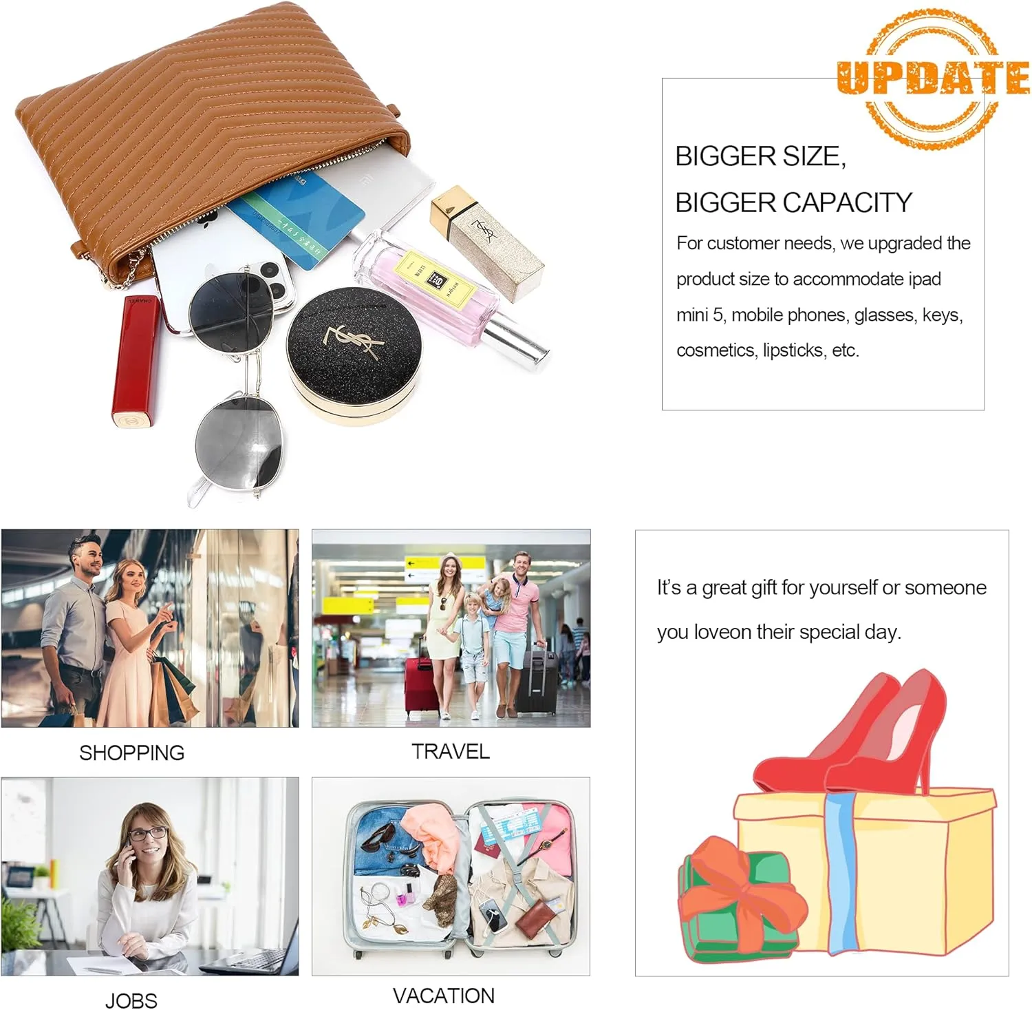 LYPULY Small Crossbody Bags for Women, Trendy Vegan Leather Shoulder Purses, Clutch Wallet with Wristlet Strap