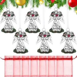Lyrow 6 Pcs Christmas Friendship Gifts Angel Inspirational Charms Gifts Your Friendship Means The Most to Me Ornaments with Red Festive Bags for Christmas Tree Jewelry Making Decor Women