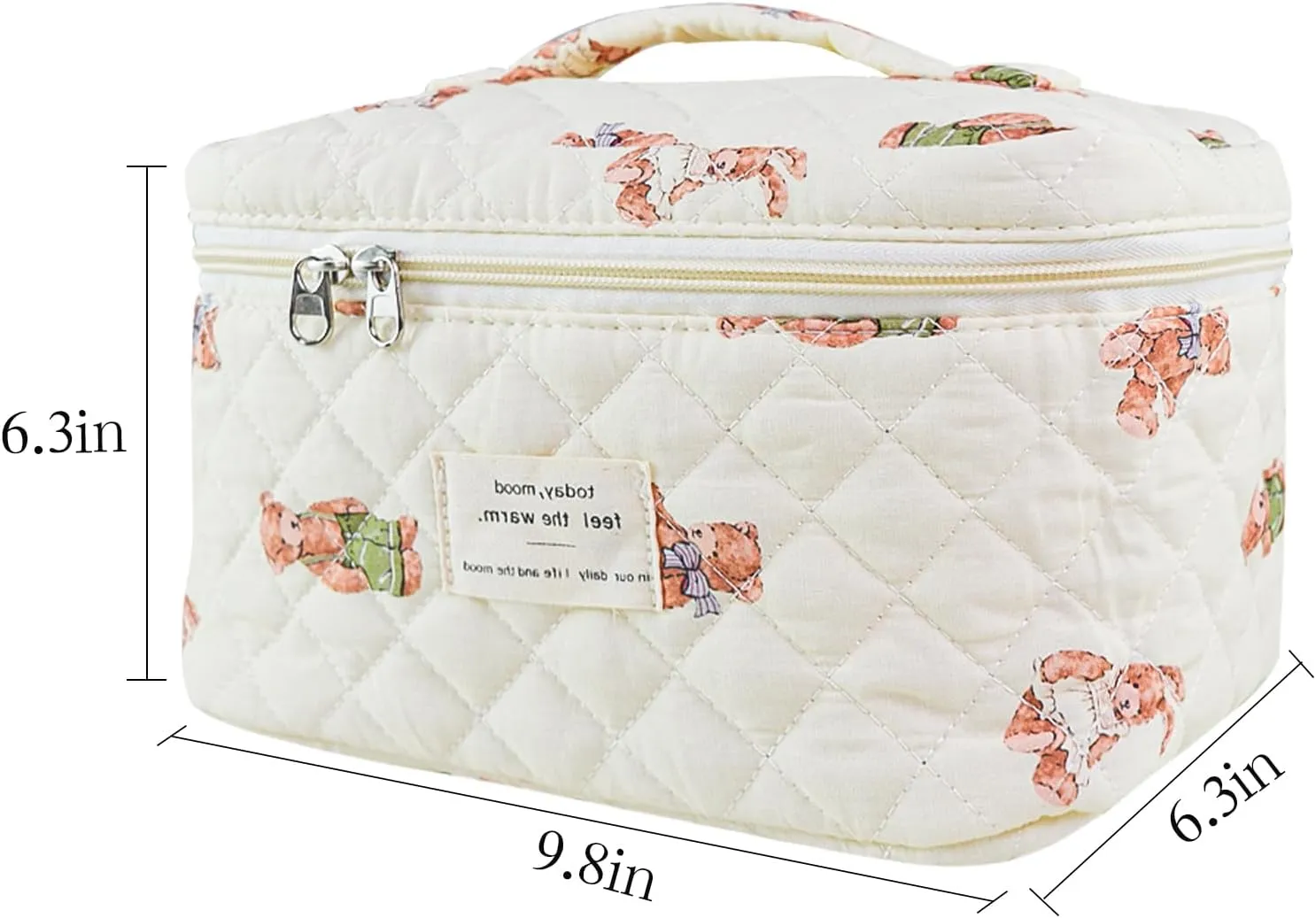 Makeup Bag, Floral Quilted Cosmetic Bag, Large Travel Aesthetic Make up Bag, Cute Coquette Toiletry Bag for Women Girls
