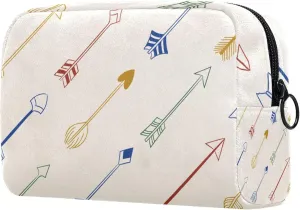 Makeup Organizer Bag, Line Colorful Arrow Retro Pencil Case Cosmetic Storage Bag Portable Toiletry Pouch for Women, Men, Traveling, School