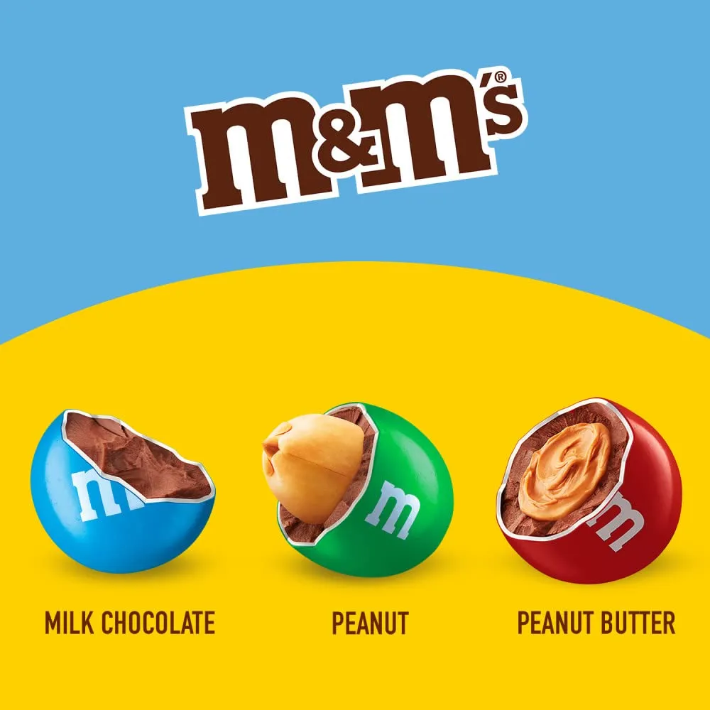 M&M'S Milk Chocolate Candy, Variety Pack, Full Size, Pack of 18 Bulk Candy Chocolate