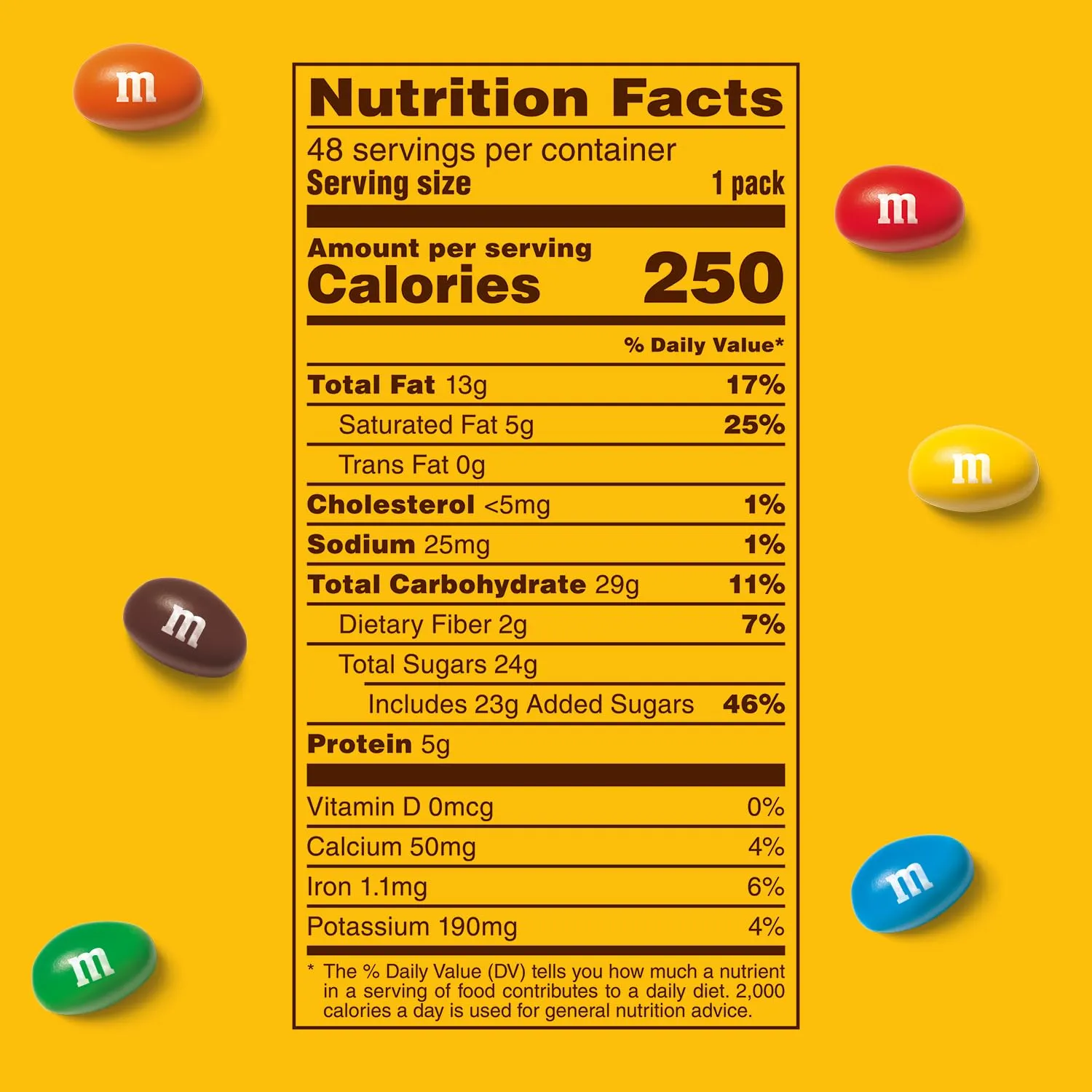 M&M'S Peanut Chocolate Candy, Full Size 1.74 oz Bag, Pack of 48 Bulk Candy Chocolate