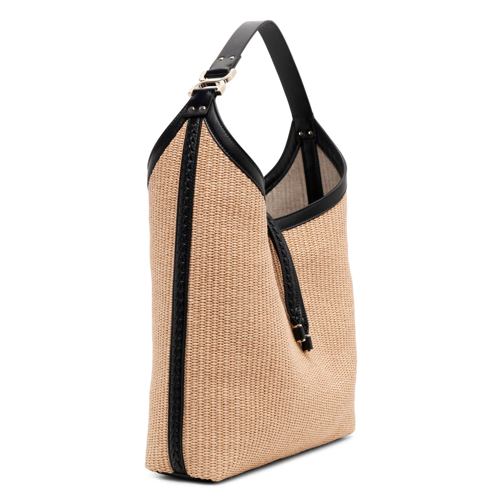 Marcie beige raffia shoulder bag